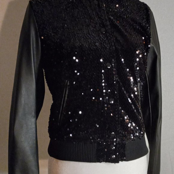 RALPH LAUREN - BLACK SEQUIN BOMBER - JACKET - BLACK - SMALL (NWT) - Picture 1 of 2